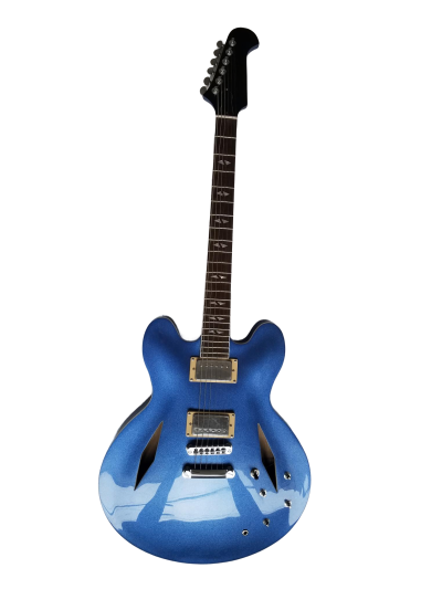 Custom Crown DG335 Pelham Blue Diamond Guitar White Pickup Rings - Image 2