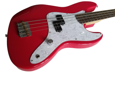 Custom Regent Mark Hoppus 4 String Jazz Bass Candy Apple Red Pink White Pearloid Pickguard - Image 10