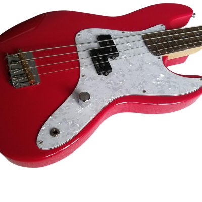 Custom Regent Mark Hoppus 4 String Jazz Bass Candy Apple Red Pink White Pearloid Pickguard - Image 10