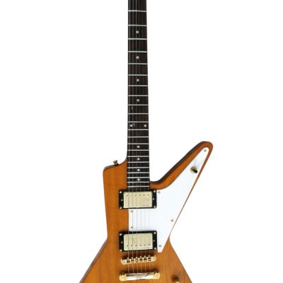 Custom Crown Korina Explorer Natural Finish Split Type Headstock Guitar - Image 4