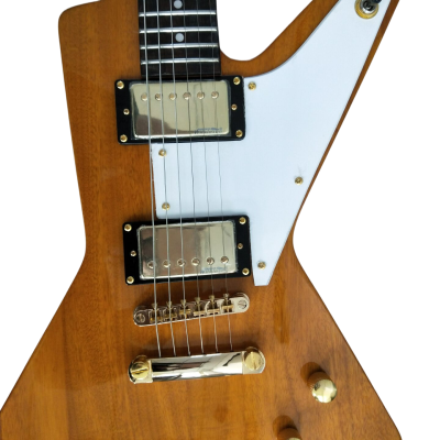 Custom Crown Korina Explorer Natural Finish Split Type Headstock Guitar - Image 2