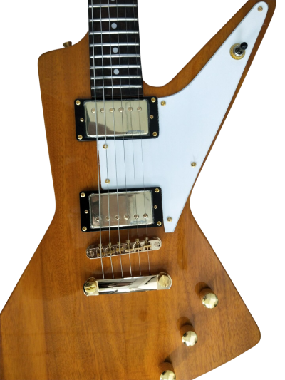Custom Crown Korina Explorer Natural Finish Split Type Headstock Guitar - Image 2