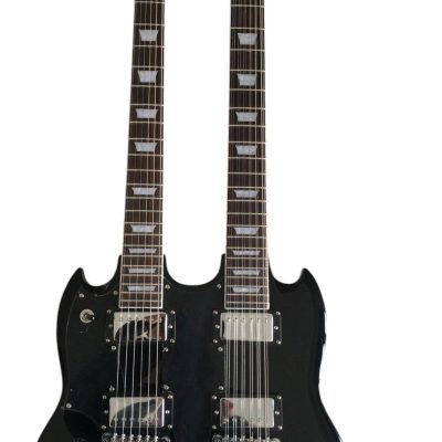 Custom Crown Double Neck SG Pete Townshend Black Double Neck 12 and 6 String EDS1275 Guitar - Image 2