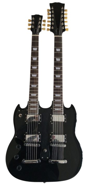 Custom Crown Double Neck SG Pete Townshend Black Double Neck 12 and 6 String EDS1275 Guitar - Image 2