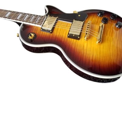 Custom Crown Tobacco Sunburst Flame Maple Top Electric Guitar Dual Humbucker Pickups - Image 9