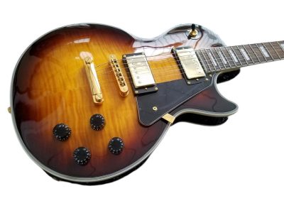 Custom Crown Tobacco Sunburst Flame Maple Top Electric Guitar Dual Humbucker Pickups - Image 3