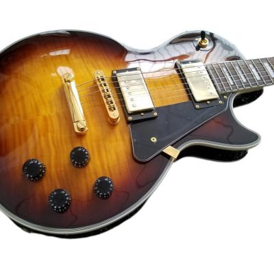 Custom Crown Tobacco Sunburst Flame Maple Top Electric Guitar Dual Humbucker Pickups - Image 3