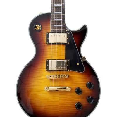 Custom Crown Tobacco Sunburst Flame Maple Top Electric Guitar Dual Humbucker Pickups
