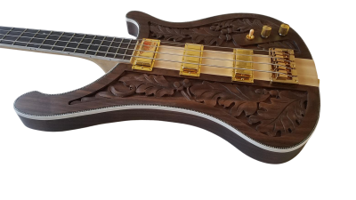 Custom Nova Lemmy Kilmister 4003 Walnut Wood Body Carved With Oak Leaves Bass - Image 2