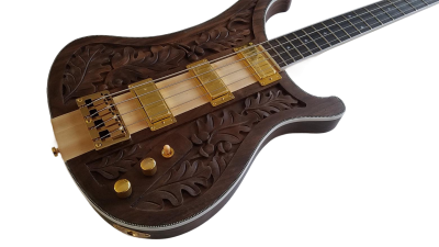 Custom Nova Lemmy Kilmister 4003 Walnut Wood Body Carved With Oak Leaves Bass - Image 4