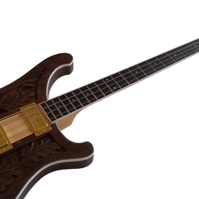 Custom Nova Lemmy Kilmister 4004 Walnut Wood Body Carved With Oak Leaves Bass - Image 5