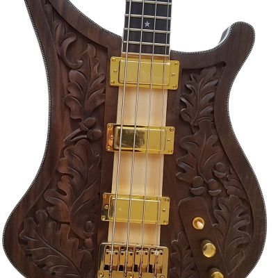 Custom Nova Lemmy Kilmister 4004 Walnut Wood Body Carved With Oak Leaves Bass