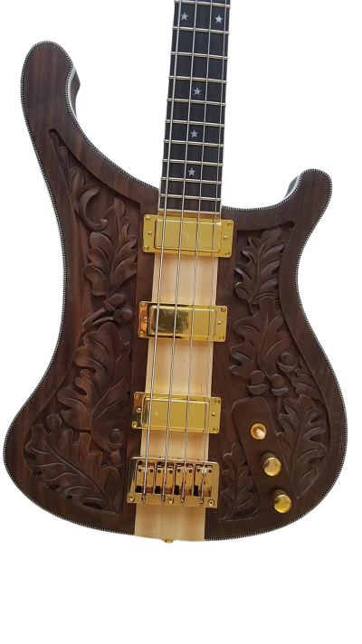 Custom Nova Lemmy Kilmister 4003 Walnut Wood Body Carved With Oak Leaves Bass