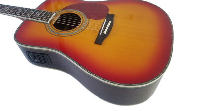 Custom Vertex D45 Sunburst Spruce Top Santos Rosewood Back And Sides Electric Acoustic Guitar - Image 4
