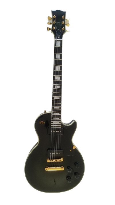 Custom Crown Black Beauty 2 P90 Pickups Ebony Fretboard Guitar - Image 2