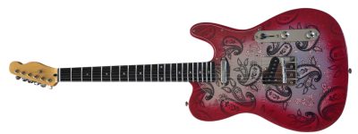 Custom Regent Pink Paisley Rosewood Fretboard Transparent Pickguard Electric Guitar - Image 7
