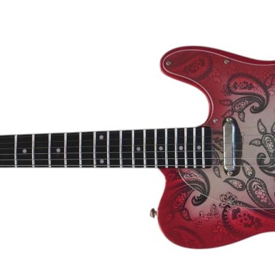 Custom Regent Pink Paisley Rosewood Fretboard Transparent Pickguard Electric Guitar - Image 7