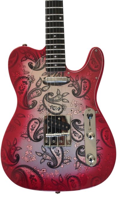 Custom Regent Pink Paisley Rosewood Fretboard Transparent Pickguard Electric Guitar