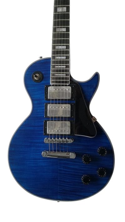 Custom Crown Tiger Maple Top Deep Blue Electric Guitar 3 Pickups