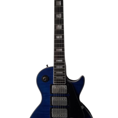 Custom Crown Tiger Maple Top Deep Blue Electric Guitar 3 Pickups - Image 4
