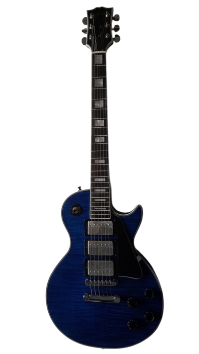 Custom Crown Tiger Maple Top Deep Blue Electric Guitar 3 Pickups - Image 4