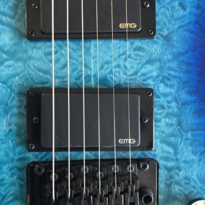 Custom Axis Iceman Quilted Maple Blue Burst IC420FM Locking Tremolo Guitar - Image 4