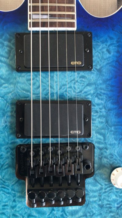 Custom Axis Iceman Quilted Maple Blue Burst IC420FM Locking Tremolo Guitar - Image 4