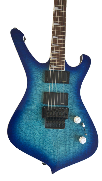 Custom Axis Iceman Quilted Maple Blue Burst IC420FM Locking Tremolo Guitar