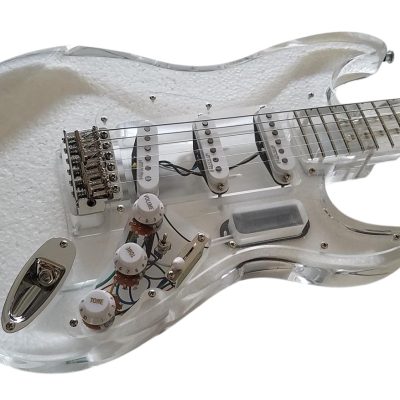 Custom Regent ST LED Plexiglass Acrylic Lucite Body Fretboard Electric Guitar - Image 10