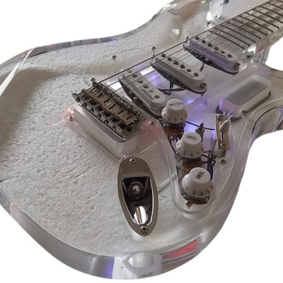 Custom Regent ST LED Plexiglass Acrylic Lucite Body Fretboard Electric Guitar - Image 3