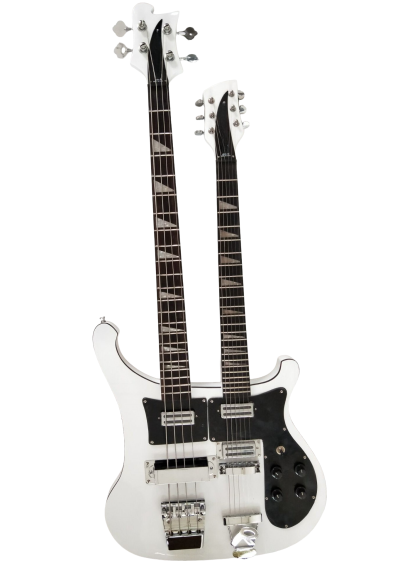 Custom Nova 4080 Geddy Lee Double Neck Tuxedo White 4 String Bass 6 String Guitar - Image 2