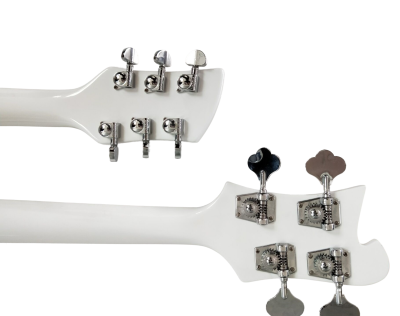 Custom Nova 4080 Geddy Lee Double Neck Tuxedo White 4 String Bass 6 String Guitar - Image 7