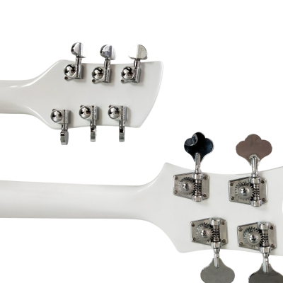 Custom Nova 4080 Geddy Lee Double Neck Tuxedo White 4 String Bass 6 String Guitar - Image 7
