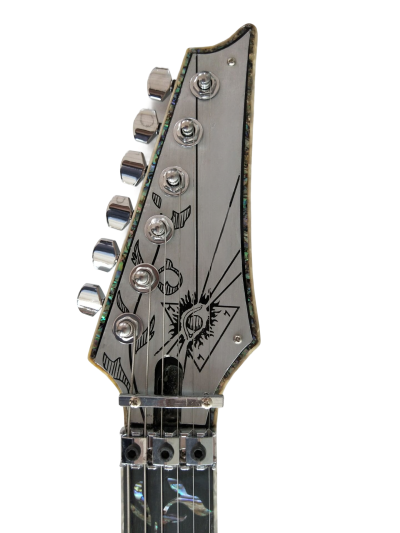 Custom Axis SVAI Engraved Aluminum Pickguard Jem Black Electric Guitar - Image 3