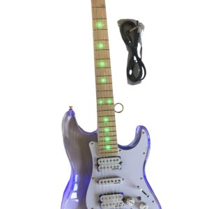 Alternative view of Custom Regent Plexiglass Acrylic Multi Colored LED Tremolo Guitar ST Maple Fretboard