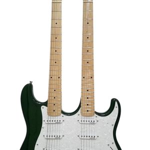 Alternative view of Custom Regent Yngwie Malmsteen Mahogany Wood Body Green Finish Double Neck Guitar