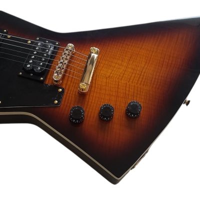 Custom Crown Korina Explorer Tobacco Burst Guitar Left Handed - Image 9