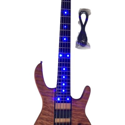 Custom Denver Elite Figured Wood Quilted Maple 5 String Bass Ebony Fretboard LED Light - Image 3