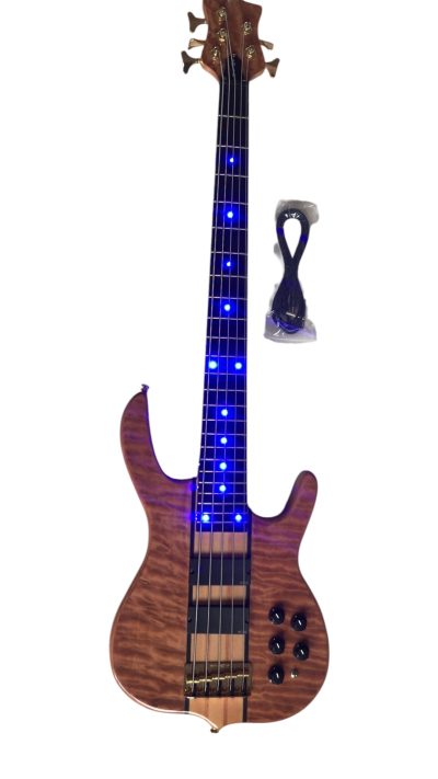 Custom Denver Smith Elite Figured Wood Quilted Maple 5 String Bass Ebony Fretboard LED Light - Image 3