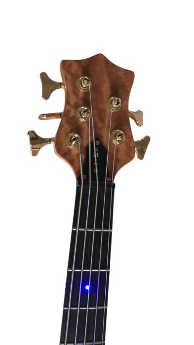 Custom Denver Smith Elite Figured Wood Quilted Maple 5 String Bass Ebony Fretboard LED Light - Image 6
