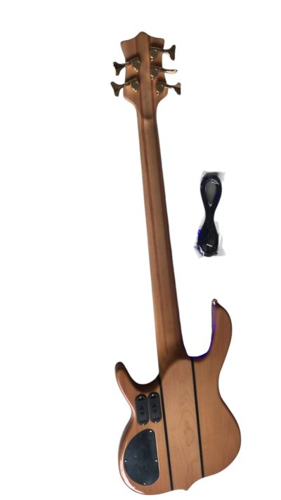 Custom Denver Smith Elite Figured Wood Quilted Maple 5 String Bass Ebony Fretboard LED Light - Image 4