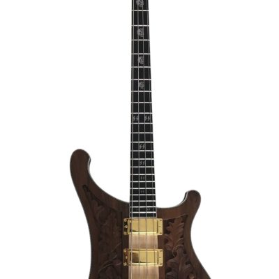 Custom Nova Skull Inlays Lemmy Kilmister 4004 Walnut Wood Carved With Oak Leaves Bass - Image 2