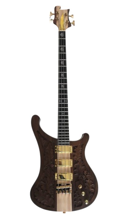 Custom Nova Skull Inlays Lemmy Kilmister 4003 Walnut Wood Carved With Oak Leaves Bass - Image 2