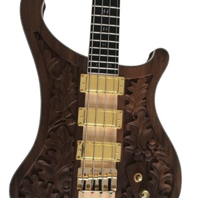 Custom Nova Skull Inlays Lemmy Kilmister 4004 Walnut Wood Carved With Oak Leaves Bass