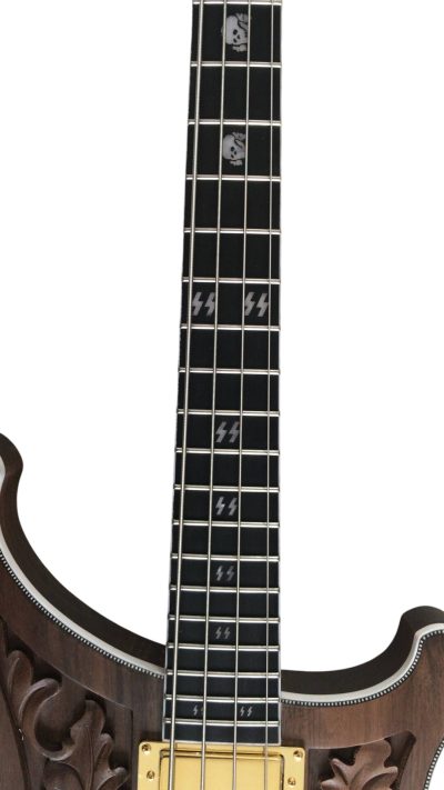 Custom Nova Skull Inlays Lemmy Kilmister 4003 Walnut Wood Carved With Oak Leaves Bass - Image 5