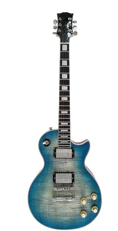 Custom Crown Gray Blue Burst Electric Guitar - Image 11