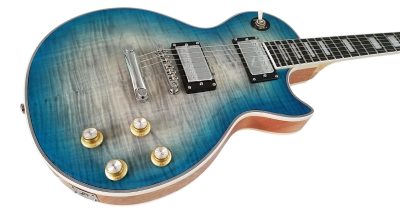 Custom Crown Gray Blue Burst Electric Guitar - Image 8