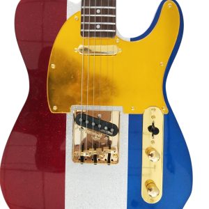 Custom Regent Buck Owens Red Blue Silver Sparkle Finish Guitar Gold Pickguard Rosewood Fretboard