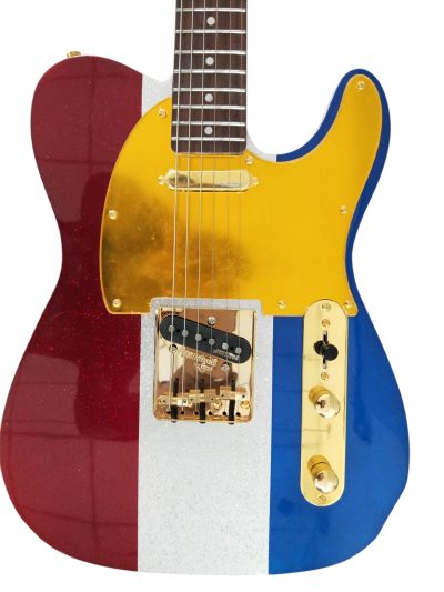Custom Regent Buck Owens Red Blue Silver Sparkle Finish Guitar Gold Pickguard Rosewood Fretboard