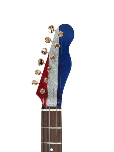 Custom Regent Buck Owens Red Blue Silver Sparkle Finish Guitar Gold Pickguard Rosewood Fretboard - Image 6